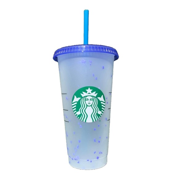 Blue Starbucks Blue Reusable Cold Cup with Straw - Picture 1 of 2